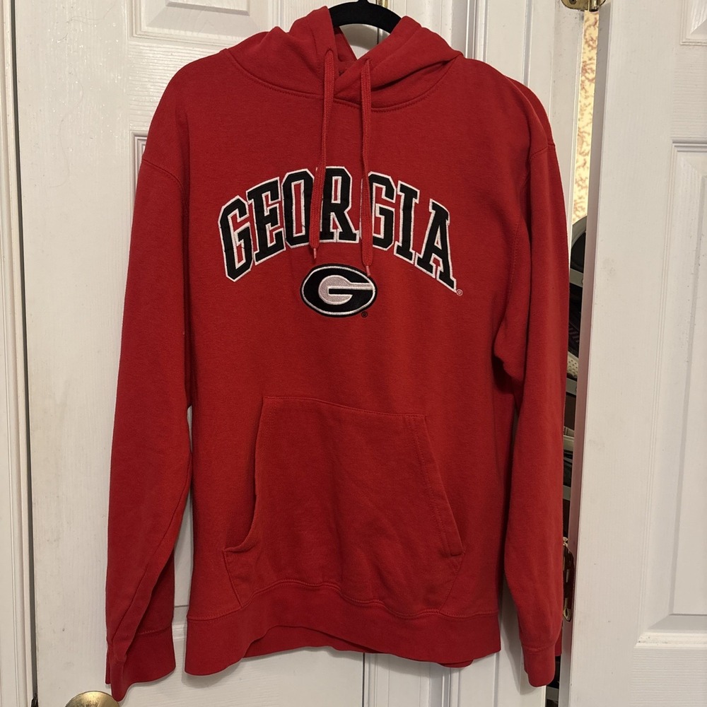 Genuine Stuff Georgia Bulldogs Hooded Sweatshirt Red Vintage Mens Medium Hoodie